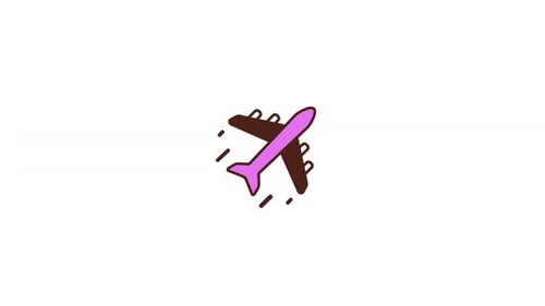Animated Airplane Flying Icon Flat Design