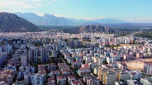 Smooth drone flight over a residential district of Antalya