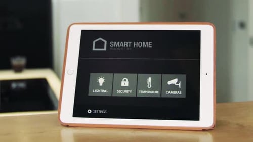 Smart Home App Interface on Tablet Technology