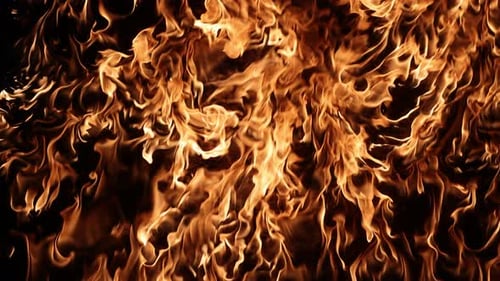 Wütende Feuerwand breitet sich auf schwarzem Hintergrund aus