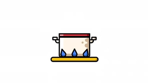 Animated Cooking Pot on Stove Icon with Steam