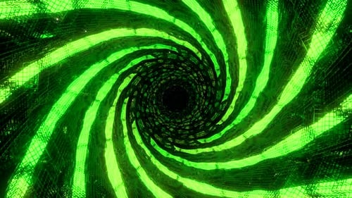 A Swirling Blue and Green Tunnel