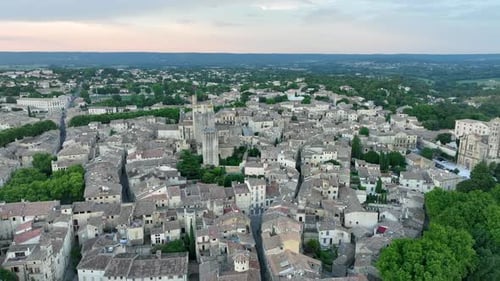 Medieval Uzès City Aerial View