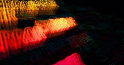 Error warning symbols loop cyber loop concept