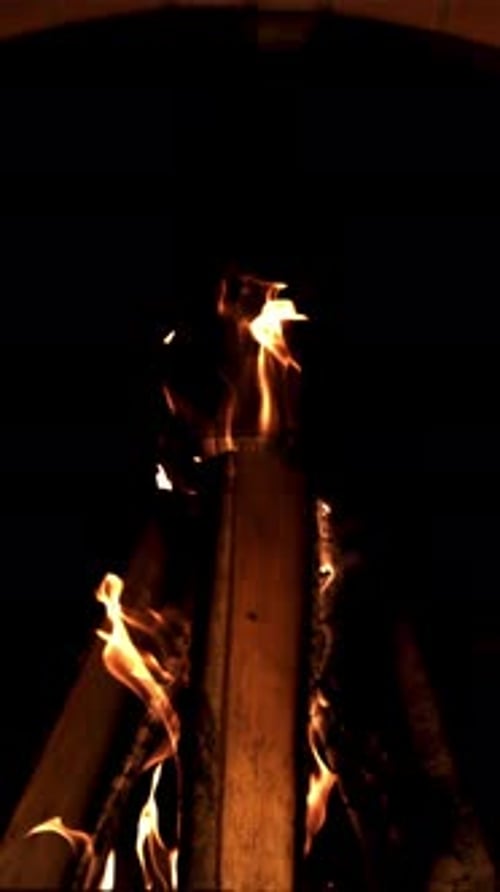 Wood Burns in the Fireplace Filmed is Slow Motion 1000 Fps