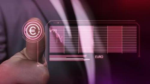 Finger Touch Futuristic Euro Stock Data Display