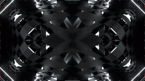 Red And White Infinite Kaleidoscopic Neon Abstraction Background Vj Loop In 4K