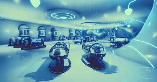 Futuristic Healthcare Center with Sleek Medical Pods