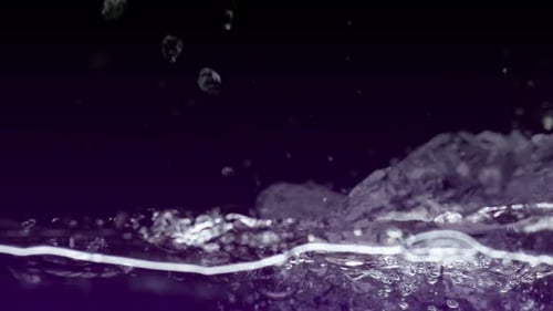 Dynamic Water Splash and Bubbles on Dark Background