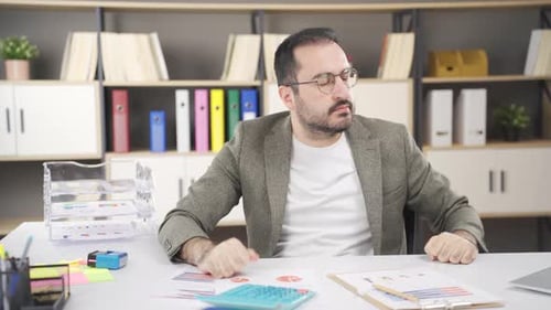 Angry office worker stressed.