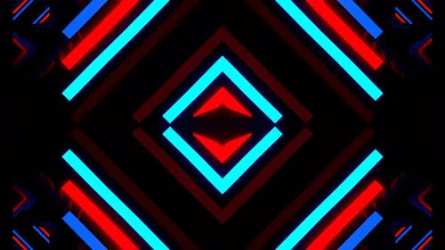 Blue And Red Neon Light Elements Kaleidoscope Background Vj Loop In 4K