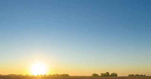 Flat Hill Meadow Timelapse at the Summer Sunrise Time Wild Nature and Rural Grass Field Sun Rays and