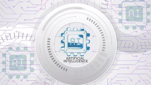 Artificial Intelligence Icon With Light Hud Animation