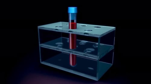 Medical Test Tube with Blood Sample Moving in a Rack Animation