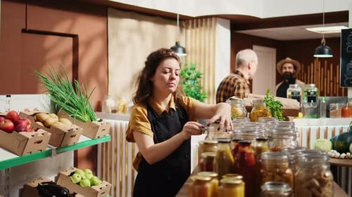Portrait of Woman Working in Food Shop