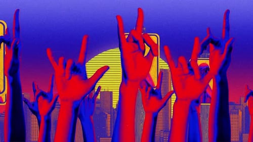 Rock Symbol Abstract Hands Background Loop