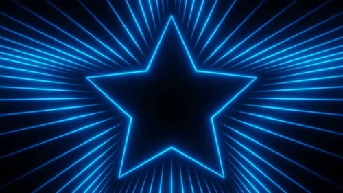 Blue Neon Star Tunnel Frame Loop Animation Background