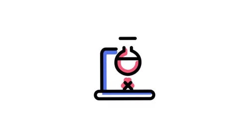 Animated Science Laboratory Flask Heating Icon