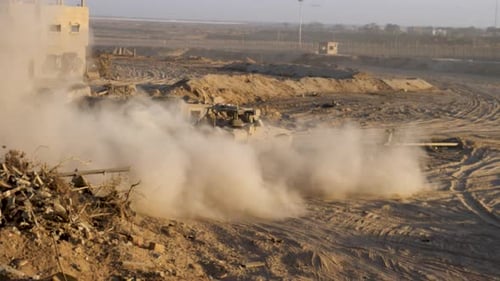 Israeli army vehicles near Egypt to Gaza border