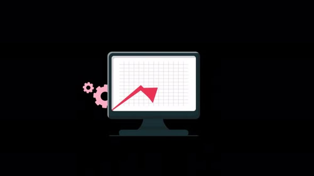 Animated Computer Monitor with Business Growth Graph, Backgrounds ...