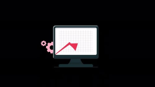 Animated Computer with Growth Arrow Animation Video - Transparent
