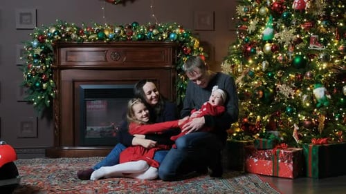 Family Celebrates Christmas Together at Home
