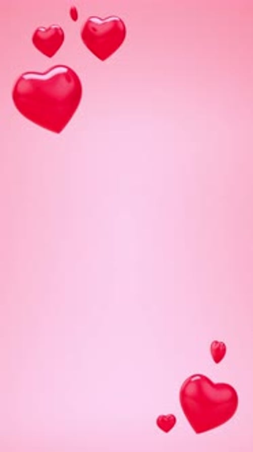 Valentines Day seamless looping video for social media post or stories with animated hearts floating