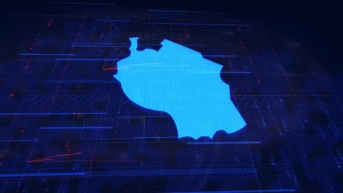 Tanzania Digital Map with Futuristic Technology Overlay