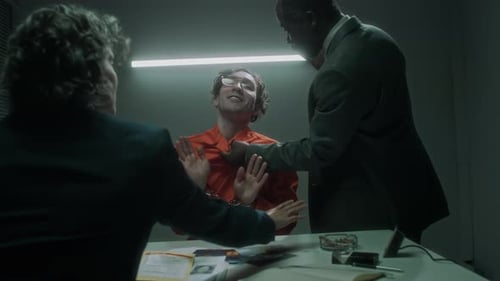 Intense Interrogation Scene in a Dark Room