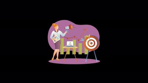 Flat Design Business Goal Achievement and Marketing Animation