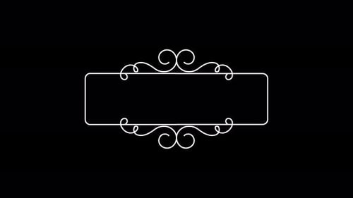 Vow Collection: Title loop element of a horizontal rectangle frame with curvy borders design on a bl