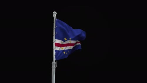 Cape Verde Flag Waving on Black Background
