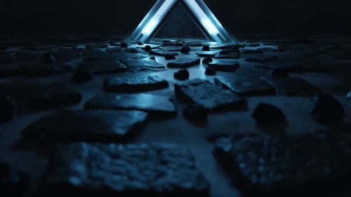 Futuristic X Logo Reveal on Shattered Ground