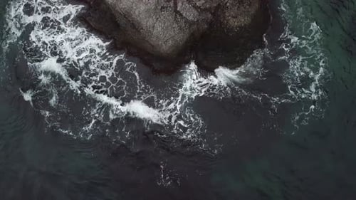 Aerial Sea Wave Rocks