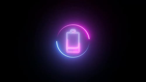 Animated Neon Battery Symbol Outline