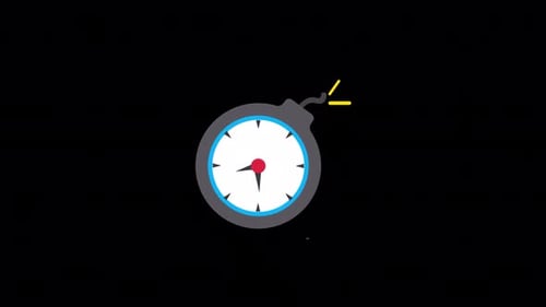 Flat Design Animated Time Bomb Icon
