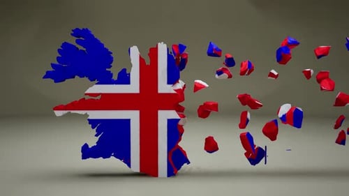 Dynamic Iceland Map Flag Reveal Animation