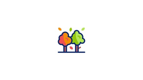 Animated Flat Design Trees with Falling Leaves for Nature Projects