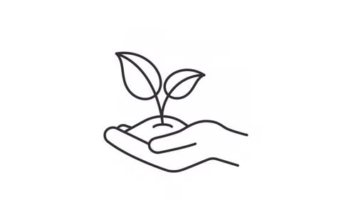 Animiertes Liniensymbol für junge Sprossen in der Hand