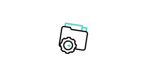 Animated Folder and Gear Icon for Data Management