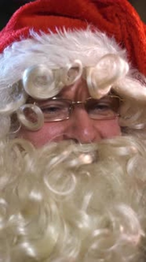 Santa Claus Close Up with White Wig and Beard
