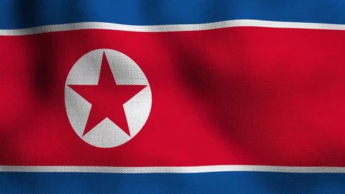 Realistic Waving North Korea Flag Fabric Texture