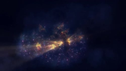 Cosmic Space Nebula Background with Shimmering Stars and Light Rays
