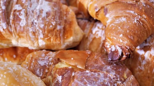 Fresh Croissants Close Up Macro View