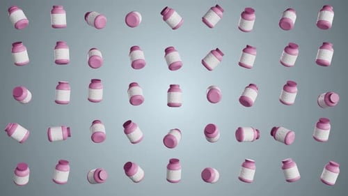 Pink Supplement Bottles Rotating Seamless Loop Background