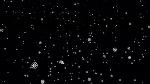 Animación de copos de nieve o nieve cayendo sobre fondo negro