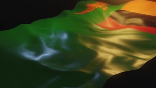 Zambia Flag Waving Realistic 3D Animation Loop