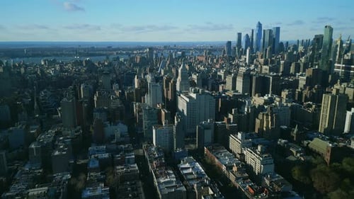 Aerial Panoramic Footage of Metropolis with Modern Tall Skyscrapers in Background