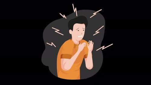 man having a panic attack, mental problems 4k animation on alpha channel