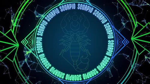 Glowing Neon Scorpio Zodiac Sign Looping Animation